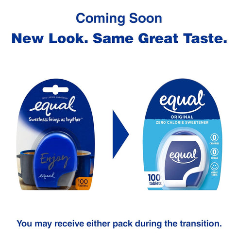 EQUAL 0 Calorie Sweetener Tablets, Sugar Substitute, Aspartame and Acesulfame-K, 100 Ct (Pack of 6)