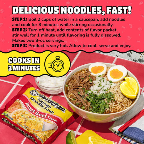 Meals,3 Oz,(Pack 48) Maruchan Ramen Roast Beef,Instant Ramen Noodles,Ready to Eat