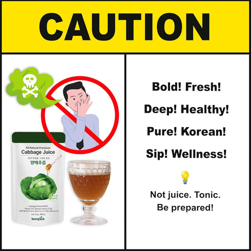 (3.04 oz 30 TerraPick Green Cabbage Juice Sweetened with Manuka Honey - Natural Cabbage Extract Juice Vegetable Juice