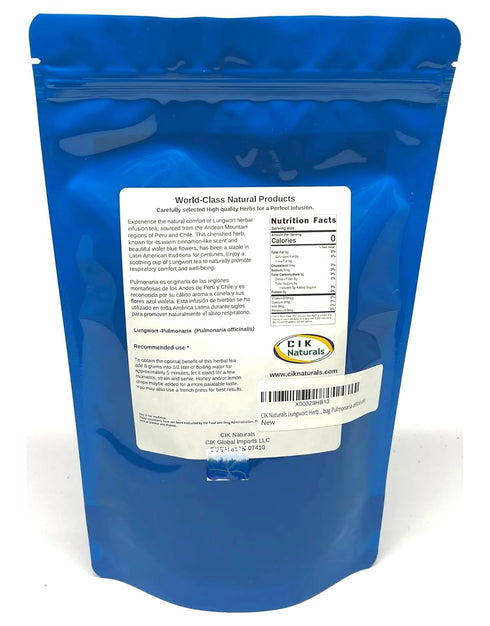 CIK Naturals (100g) Lungwort Herb Pulmonaria tea Herbal Infusions Zip-lock bag Pulmonaria officinalis