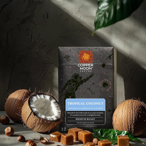 12 Count(Pack 3) Copper Moon Single Serve Coffee Pods for Keurig K-Cup Brewers, Medium Roast, Tropical Coconut Blend