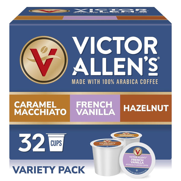 Victor Allen's Coffee Variety Pack (French Vanilla Flavored, Caramel Macchiato, Hazelnut), 32