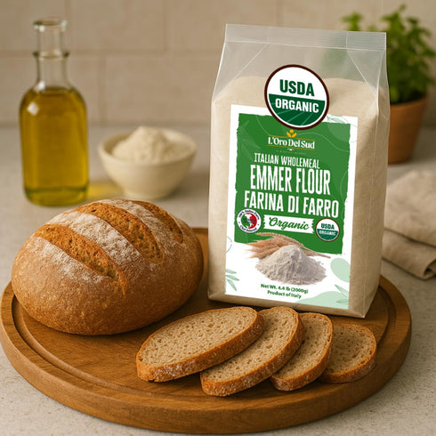 (Emmer) 4.4 lb (2 LOro Del Sud Organic Farro Flour kg), Stone-Ground Ancient Grain Flour from Italy, All-Purpose, High