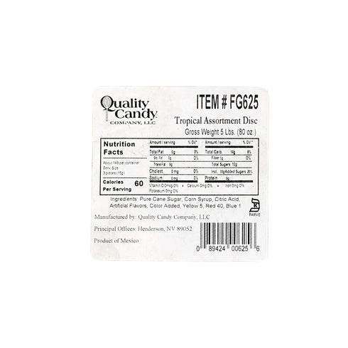 5 Quality Candy Company Tropical Fruit Discs, Pounds