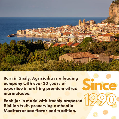 12.7 oz Agrisicilia Sicilian Orange Marmalade Authentic Italian Citrus Jam with Fruit Peel, Made in Sicily, Glass Jar