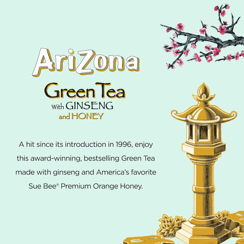 16 Oz (Pack 12) Arizona Green Tea with Ginseng and Honey, Fl