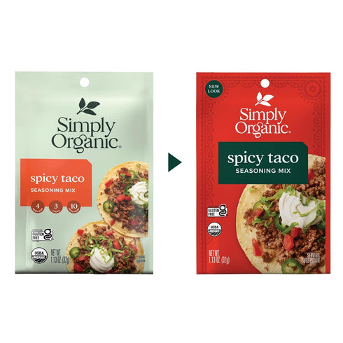1.13 (Pack 12) Simply Organic Spicy Taco Seasoning Mix, Gluten Free, Certified Organic, Kosher, Vegan, Vegetarian, Pure