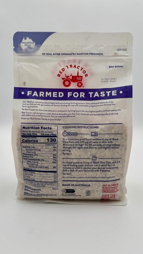 Generic Red Tractor Australian Creamy Style Instant Oats with Black Chia