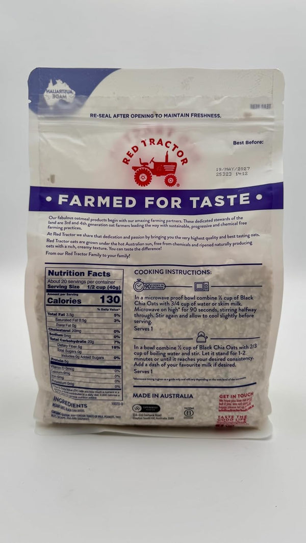 Generic Red Tractor Australian Creamy Style Instant Oats with Black Chia