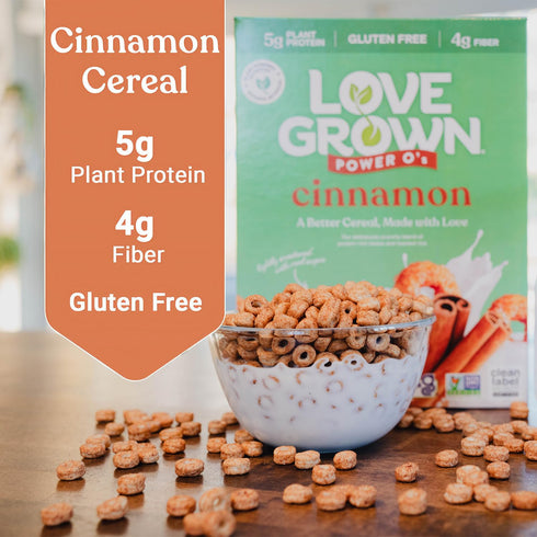 3 Pack Love Grown Power Os High Protein Gluten-Free Cereal - Vegan, Certified Non-GMO, Low Sugar, High Fiber, Seed-Oil