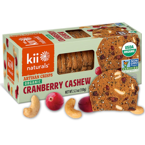 Kii Naturals Organic Artisan Crisps, Healthy Snack Crackers for Cheese & Charcuterie