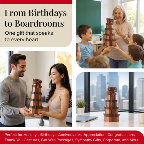 Birthday Gift Basket Tower for Women, Him, Gourmet Snacks & Sweets Food Gifts, Treat Box with Cookies, Delicious