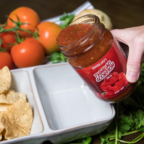 2nd 12 Pepper Joes Trinidad Scorpion Salsa Dangerously Delicious Superhot Salsa with Worlds Hottest Pepper Ounce Jar