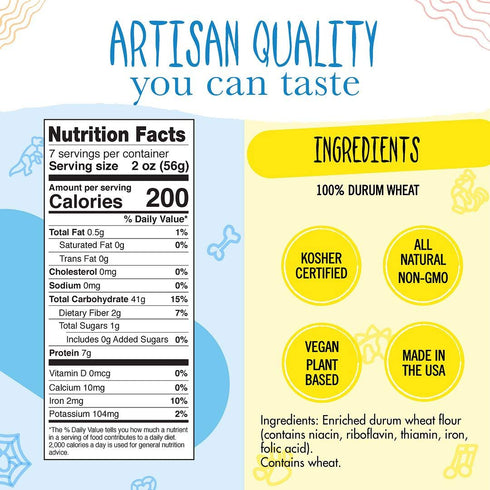 (2 Pack, 14 Oz) Pastabilities Fun Shaped Pasta for Kids - Star of David Shaped - Kosher Star Holiday Theme, Non-GMO