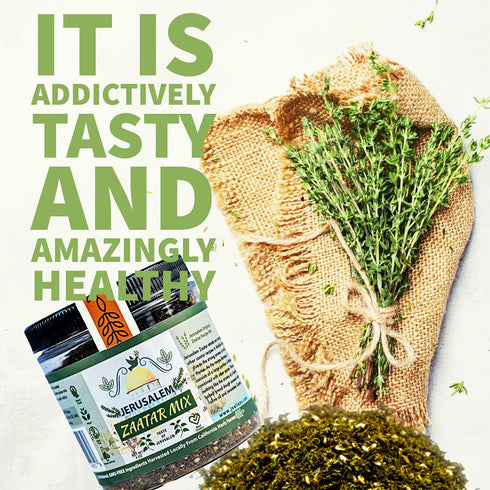 Jerusalem Zaatar Spice Mix Jar by Julian’s Valleys | Natural Herbs and Pure Sumac | 4OZ Jar