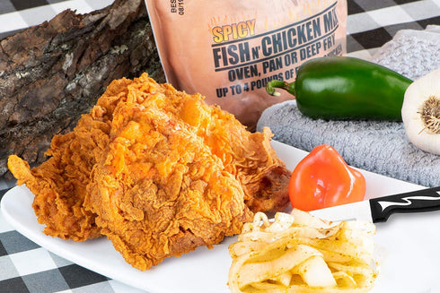 16 oz. Lefty's Spicy Fish & Chicken Mix | Air Fry and Oven Baked Seasoned Coating Mix for Fish, Chicken, Pork Chops
