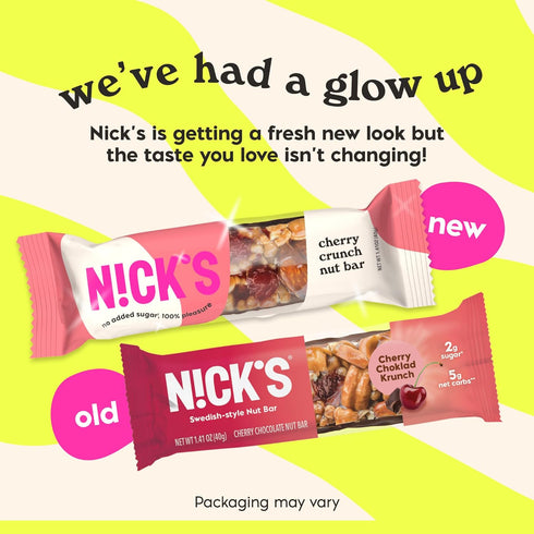 2g 5g (pack 12) 40.0 NICKS Keto Nut Bar Cherry Cashew Almond Chocolate, Keto Snack with Sugar & Net Carbs Low Carb