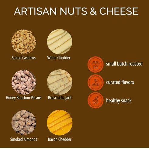 1.5 Cheese and Nuts Gift Basket - Gift Basket for Men, Women, Birthday, Includes Cashews, Almonds, Pecans, Jack