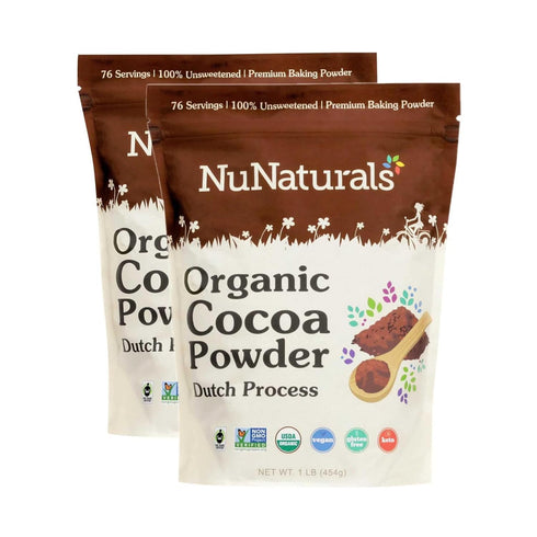 NuNaturals Cocoa Dutch Process Organic Fairtrade Certified 10-12%, 1 lb 2 Pack