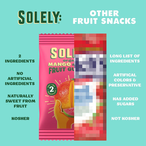 Gummies (Pack 6 5 30 (3.5 oz) SOLELY - Organic Mango & Guava Whole Fruit of Boxes, Bags per Box) - Real Fresh Fruit