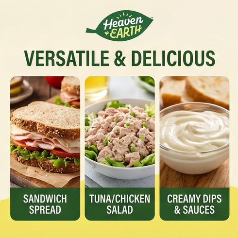 15 oz (2 Pack) 0g 0g Heaven & Earth Pure Avocado Oil Mayonnaise, | Keto Friendly | Net Carbs, Sugar | No Canola Oil, No