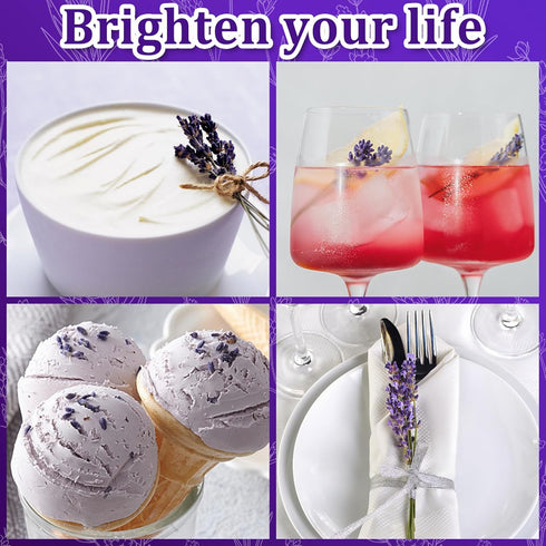 130+ 6.69" 1.76 oz (50g) Edible Lavender Sprigs for Cocktails & Cake Garnish, Culinary Grade Lavender Sticks for Tea