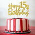 Gold Glitter 15th Birthday Cake Topper - Cheers to 15 Years Party Supplies - Happy 15th Birthday Decoration
