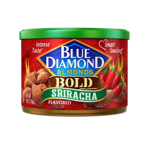 Blue Diamond Almonds Sriracha Flavored Snack Nuts, 6 Oz Resealable Can (Pack