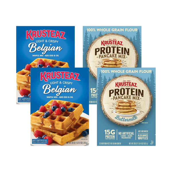 Krusteaz Breakfast Variety Pack Belgian Waffle Mix (28 Oz) & Buttermilk Protein