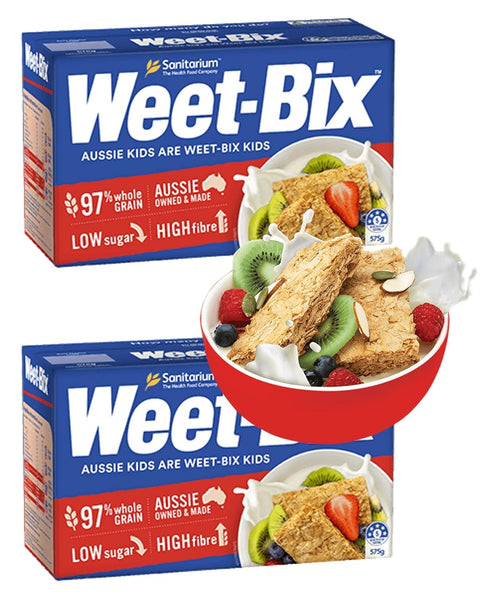 Sanitarium Weet-Bix Pack 2 575g GOODNESS Weet-Bix - Biscuits Whole Grain Cereal, Lightly Sweet Whole Grain Wheat