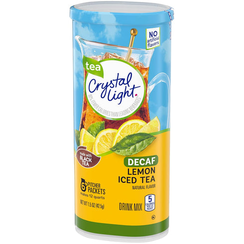 1.5-Ounce (Pack 6) Crystal Light Iced Tea Decaffeinated Lemon Natural Flavor, Canister