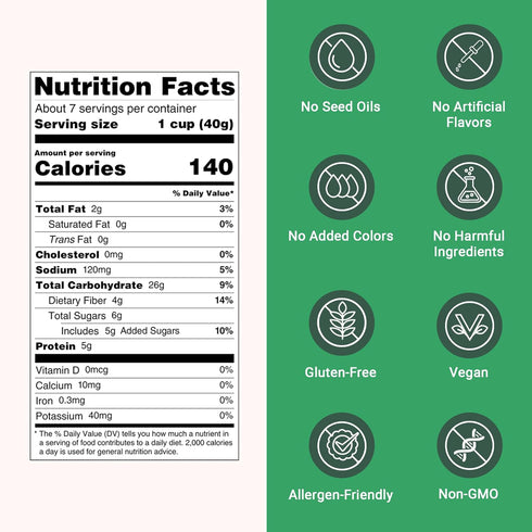 2 Pack, 10 oz Love Grown Power Os Chocolate High Protein Gluten-Free Cereal - Vegan, Certified Non-GMO, Low Sugar, High