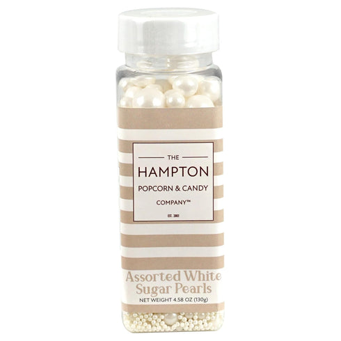 4.58 oz Edible Pearls White Sugar Sprinkles Resealable Jar, Edible Pearls For Cake Decorating, White Pearl Sprinkles