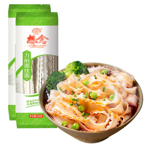 SXET 2 Packs Knife Cut Noodles, Knife Sliced Noodles, Chinese Wide Noodles, Wavy