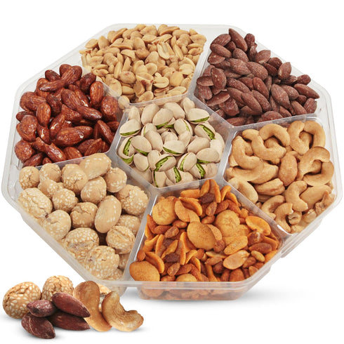 26oz 7 Easter Nut Gift Baskets, Mixed Nut Gift Box of Sectional Platter, Ideal Nut Assortment for Holidays, Birthdays