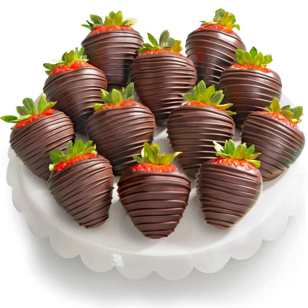 A Gift Inside 12 Dreamy Dark Chocolate Covered Strawberries for Valentine's Day,