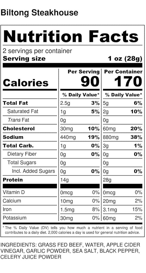 Whole30 2 oz Brooklyn Biltong - Air Dried Grass Fed Beef Snack, South African Beef Jerky - Approved, Paleo, Keto
