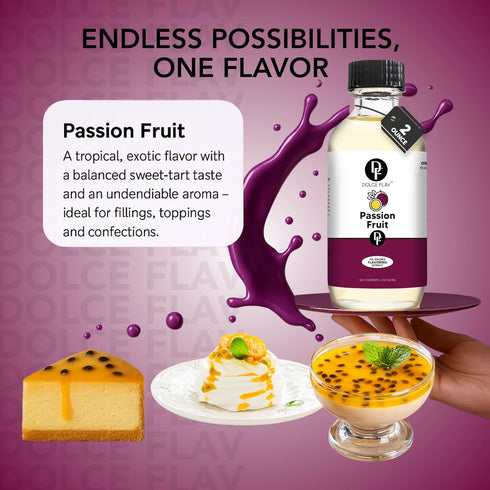 8 oz Dolce Flav Passion Fruit Extract (Oil-Soluble) Kosher, Sugar-Free, Concentrated Juicy Passion Fruit Flavoring