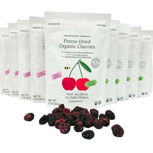 2 (3-Pack) Chelan Ranch Organics Freeze-Dried Organic Cherries, Non-GMO & Vegan, Ounce Bag