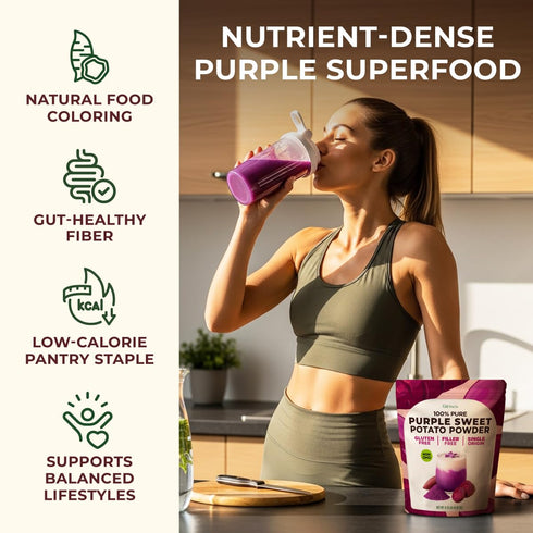 0.55 lb (8.81 oz) Gya Tea Co Purple Sweet Potato Powder - Natural Greens Superfood for Baking, Beverages, Smoothies