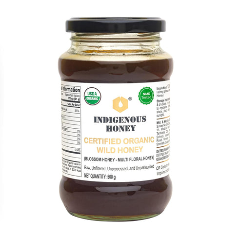 INDIGENOUS HONEY USDA Certified Organic Raw Wild Blossom Honey, Unfiltered Small-Batch Micro-Lot