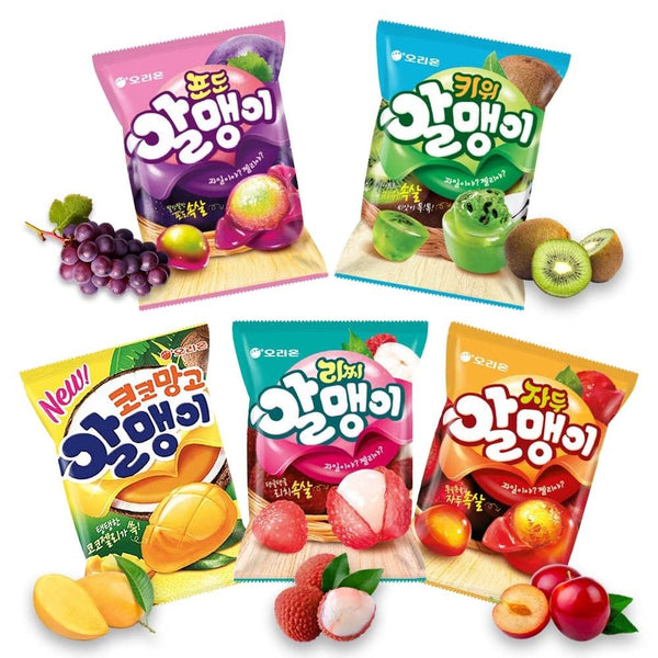 K-Herb Korean Fruit Jelly Candy Assorted Chewy Gummy Snacks 5 Fruity Flavors (Grape,