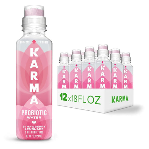Karma Probiotic Water - 12 Pack, Strawberry Lemonade Drink - Immune &