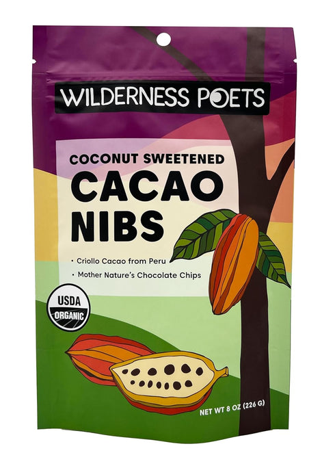 Wilderness Poets, Organic Cacao Nibs (Sweetened with Coconut Nectar) - 100% Peruvian