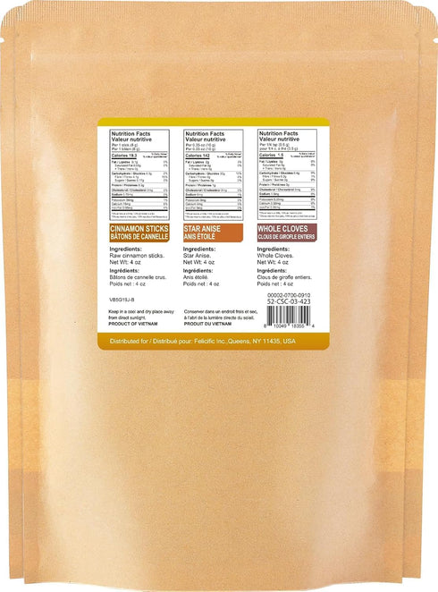 52USA 4oz Set, Set, Simmering Cinnamon Sticks, Cloves, Star Anise - Each, All Natural Spice No Preservatives, Perfect
