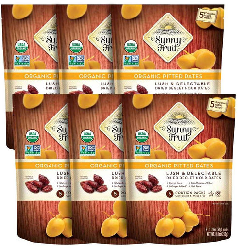 Sunny Fruit Organic Dried Pitted Deglet Nour Dates - 6 Bags (30