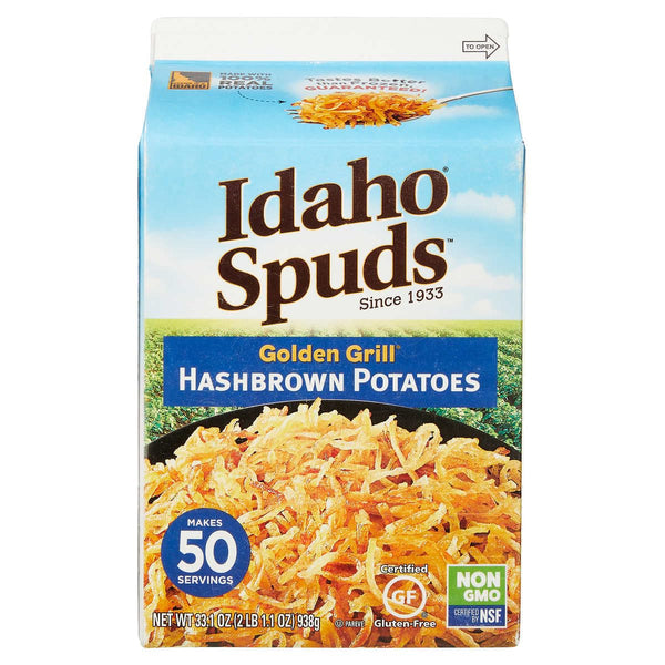 Generic Idaho Spuds Real Potato, Gluten Free, Golden Grill Hashbrown Potatoes. Large Carton