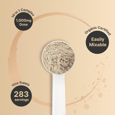 10oz 10-in-1 NatureBell Organic Mushroom Powder, | Adaptogenic Blend with Lions Mane, Reishi, Shiitake, Chaga & More |