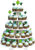 Cactus Cupcake Toppers, Summer Hawaii Theme Party Favors, 24PCS for Birthday Supplies