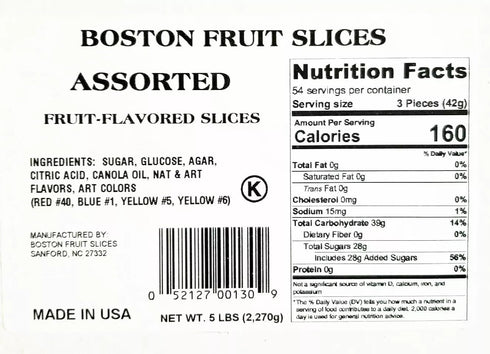 Rich&Richer 1 lb Assorted Fruit Slices Bag Orange, Lime, Watermelon, Cherry, Blue Raspberry & Lemon Flavour, Vegan